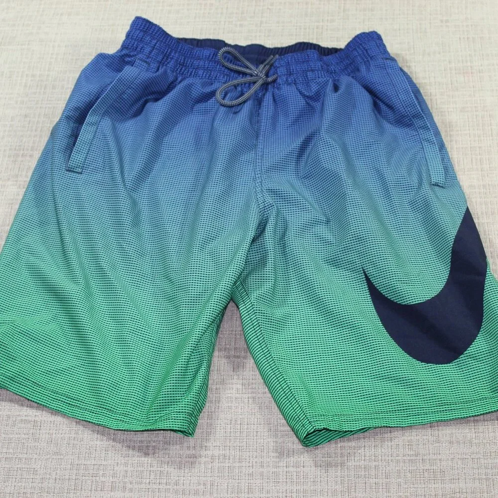 Nike Green and Blue Swim Trunks with Swoosh - LIKE NEW